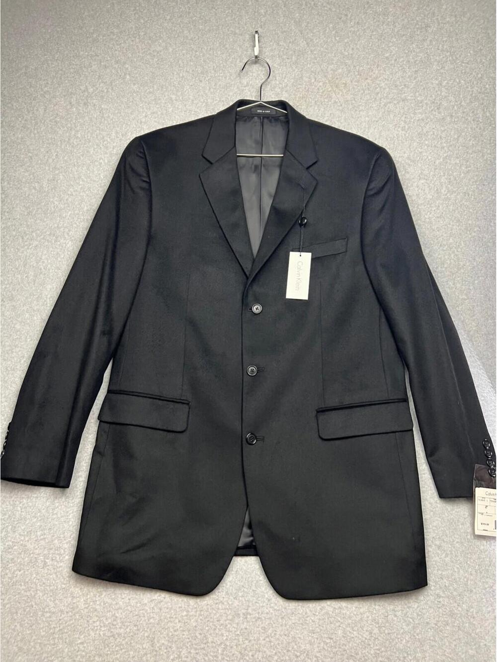 Calvin Klein Mens 100% Cashmere Blazer Size 42L Black Classic Formal Wedding